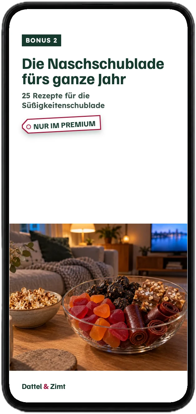 Titelseite des Bonus „Die Naschschublade fürs ganze Jahr“ auf einem Handy