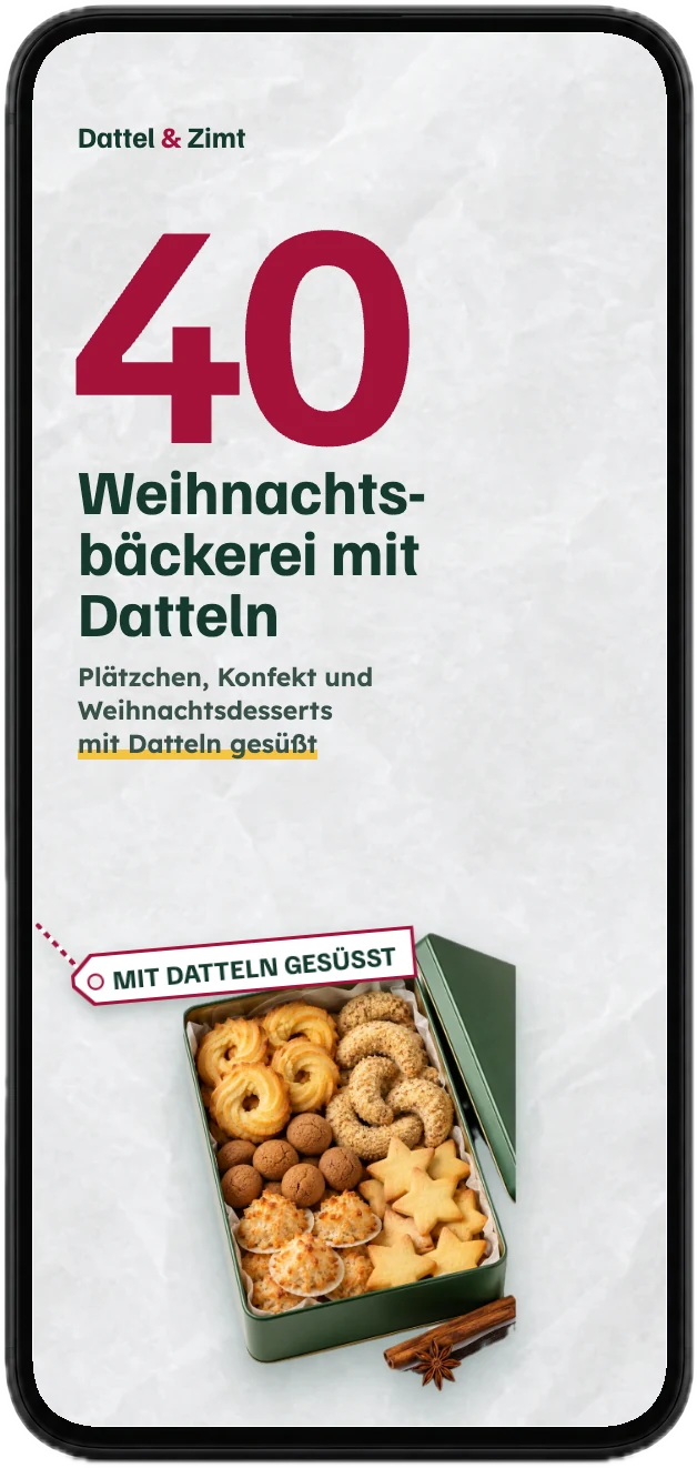 Titelseite des Backbuchs mit 40 Rezepten auf einem Handy